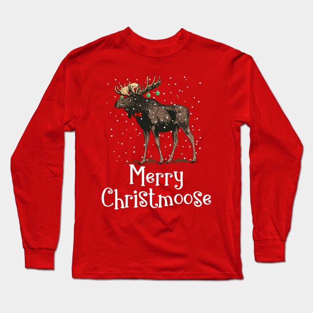 Merry Christmoose Long Sleeve T-Shirt by CeeGunn